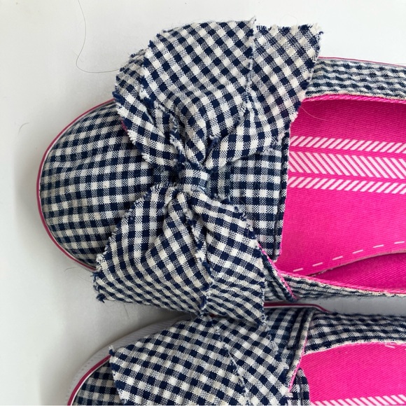 Keds Blue Gingham Slip-on Sneaker with Bow - Picture 2 of 5